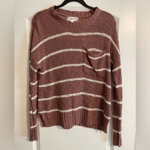 Pink Rose Mauve Striped Sweater Size Large